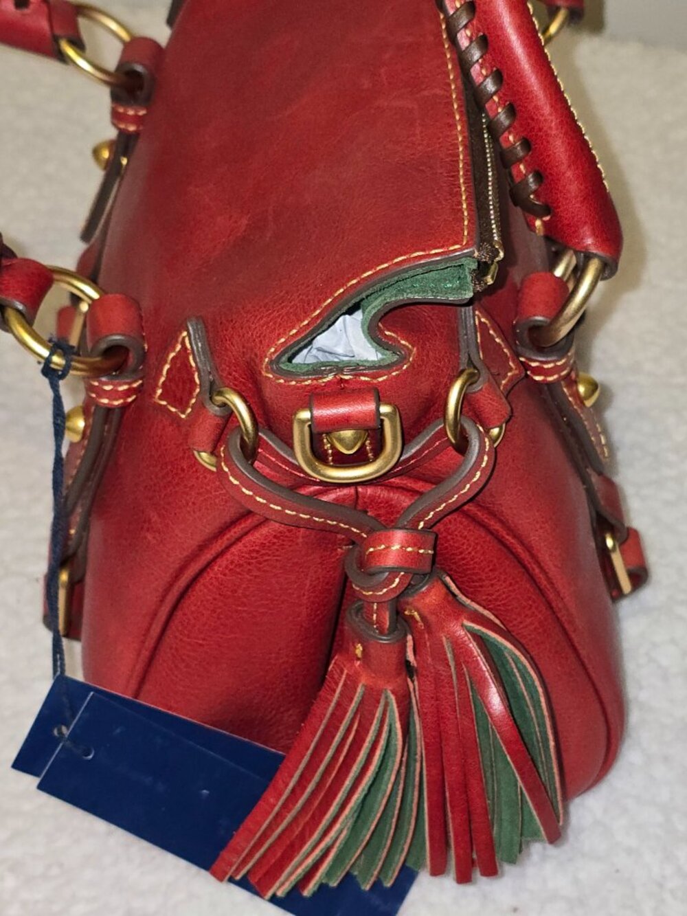 Dooney & Bourke Florentine Micro Satchel Crossbody w/ Matching Wallet (Red) - Picture 3 of 10